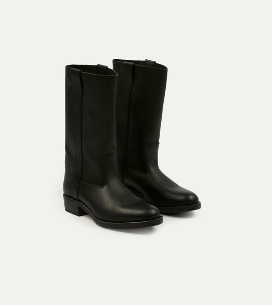 Drake's La Botte Gardiane Camarguaise Black Leather Boots