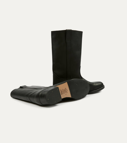Drake's La Botte Gardiane Camarguaise Black Leather Boots