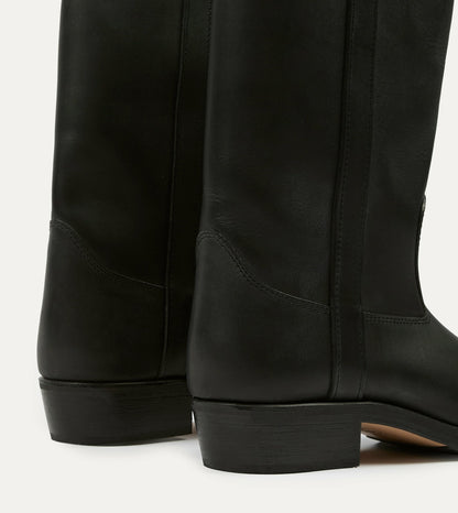 Drake's La Botte Gardiane Camarguaise Black Leather Boots