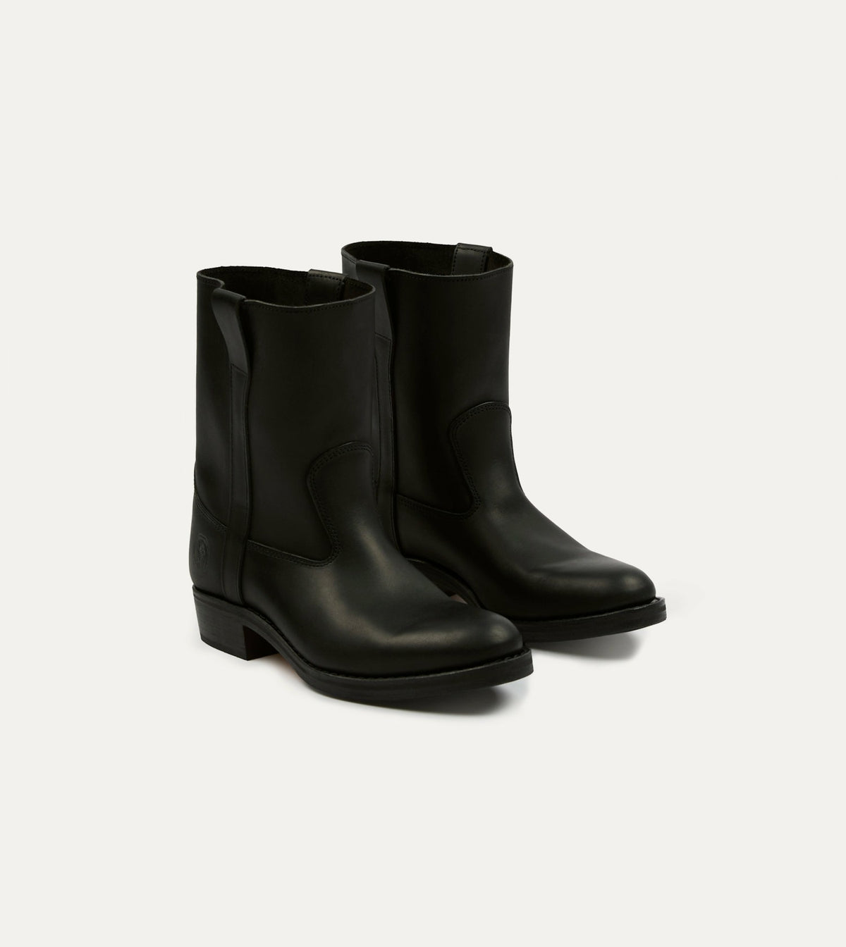 Drake's La Botte Gardiane Demi Camarguaise Black Leather Boots