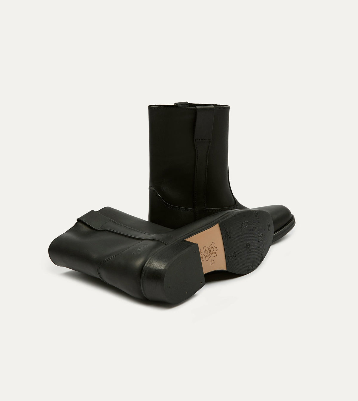 Drake's La Botte Gardiane Demi Camarguaise Black Leather Boots