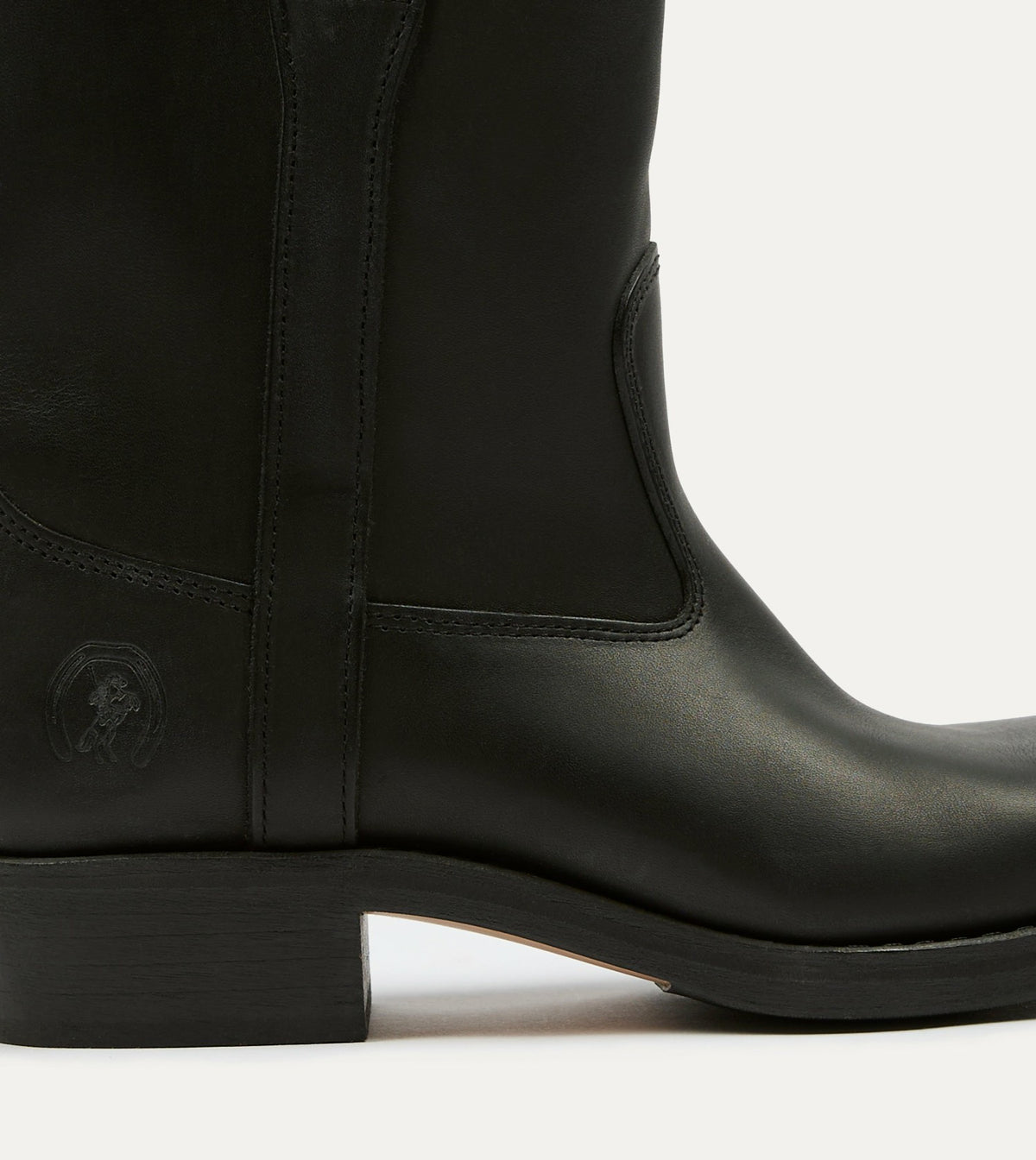 Drake's La Botte Gardiane Demi Camarguaise Black Leather Boots