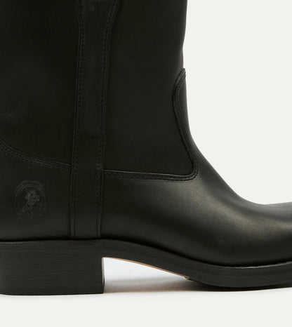 Drake's La Botte Gardiane Demi Camarguaise Black Leather Boots