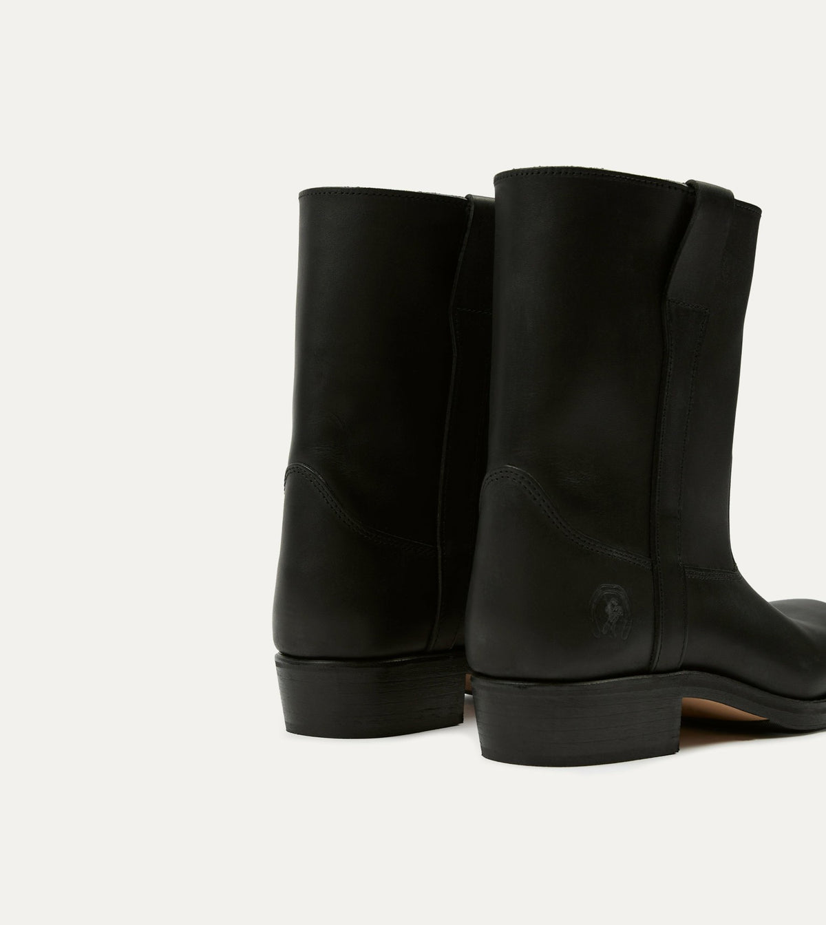 Drake's La Botte Gardiane Demi Camarguaise Black Leather Boots