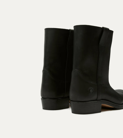 Drake's La Botte Gardiane Demi Camarguaise Black Leather Boots
