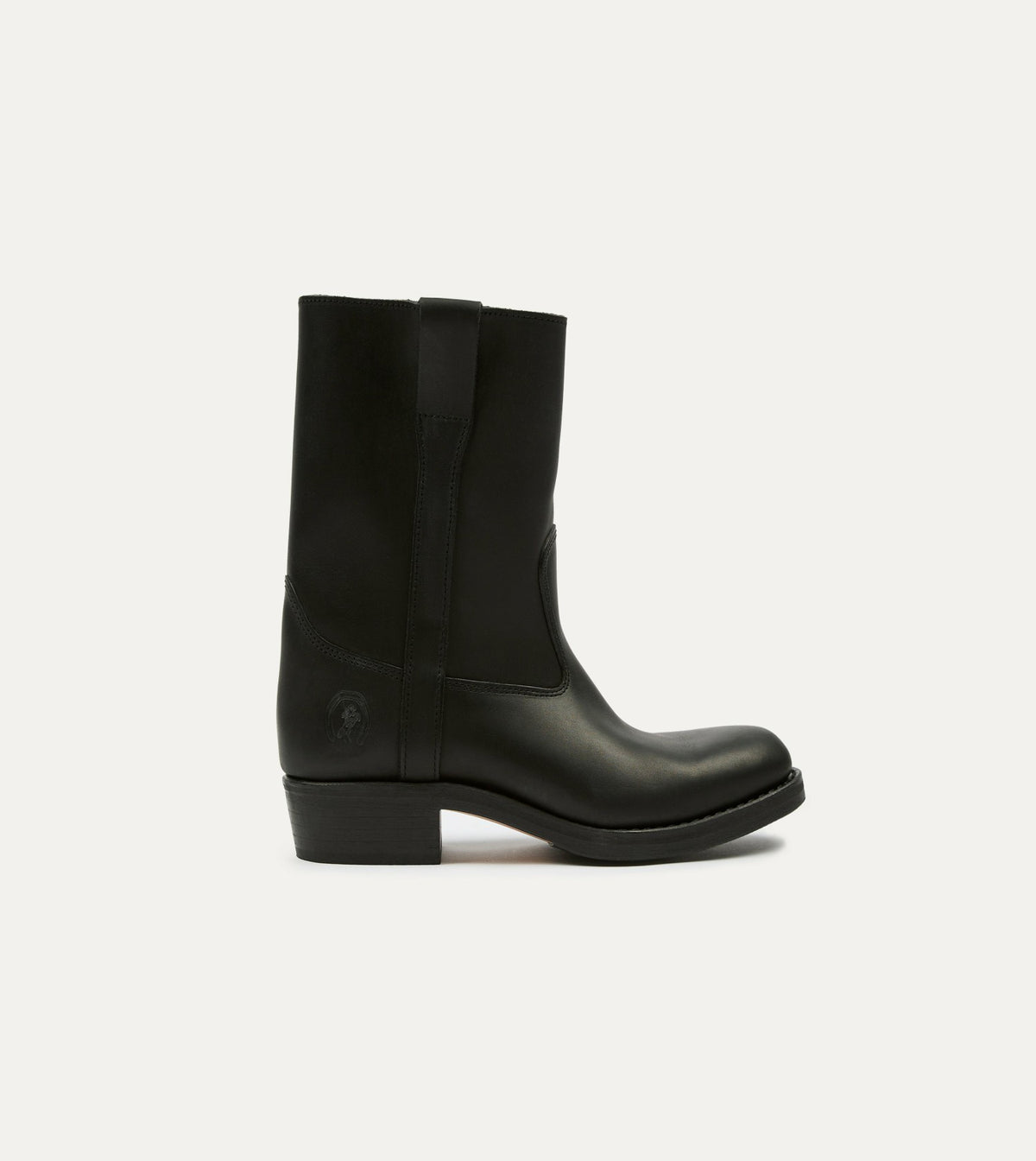Drake's La Botte Gardiane Demi Camarguaise Black Leather Boots