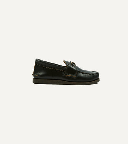 Drake's Yuketen Black Leather Bit Loafer with Camp Sole