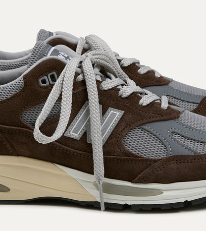 Drake's New Balance 'Elevated Essentials' Brown Alloy Made in UK 991v2 Trainers