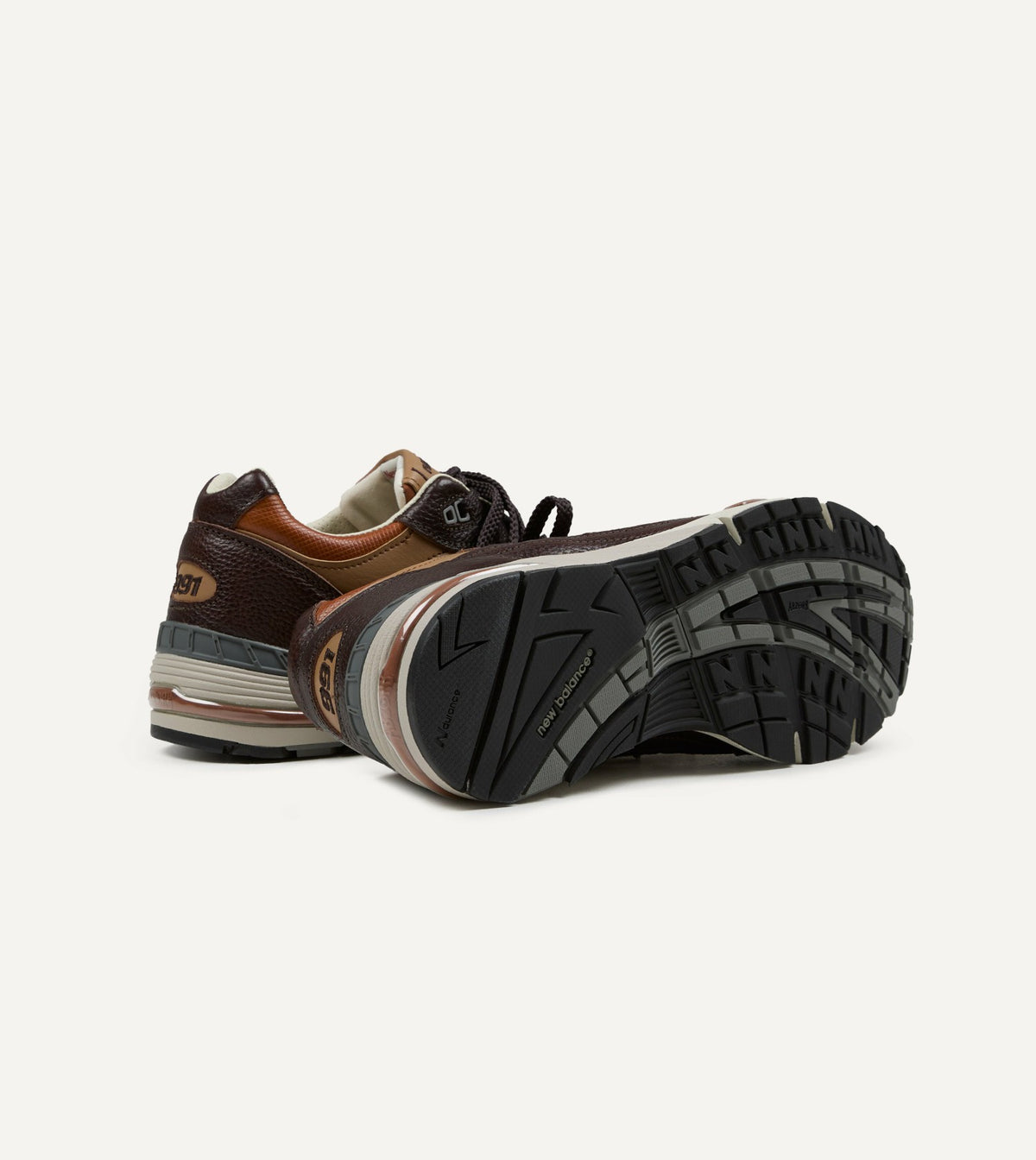 Drake's New Balance ‘Luxury Leather’ Chocolate Plum and Caramel Made in UK 991v1 Trainers