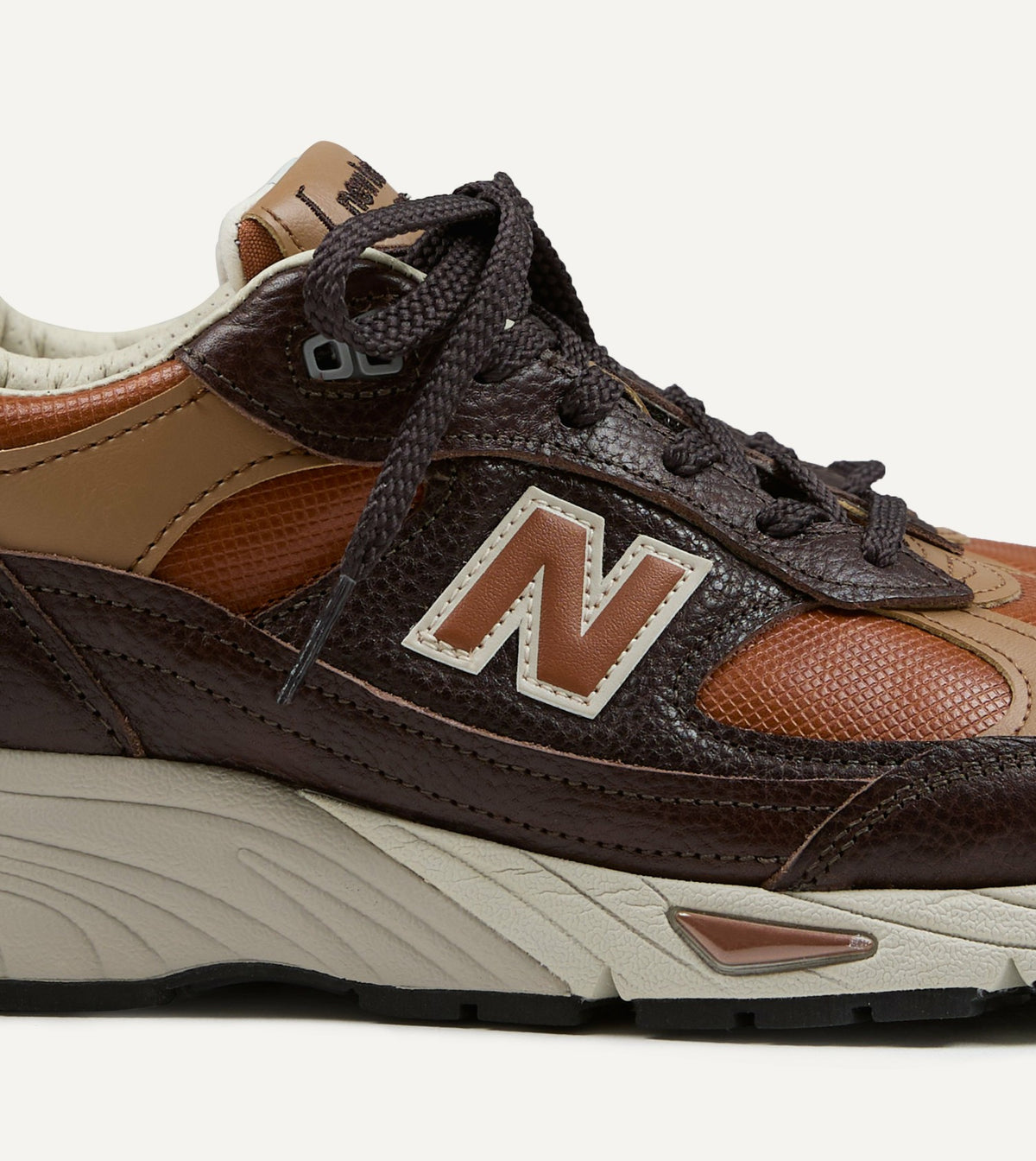Drake's New Balance ‘Luxury Leather’ Chocolate Plum and Caramel Made in UK 991v1 Trainers