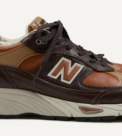 Drake's New Balance ‘Luxury Leather’ Chocolate Plum and Caramel Made in UK 991v1 Trainers
