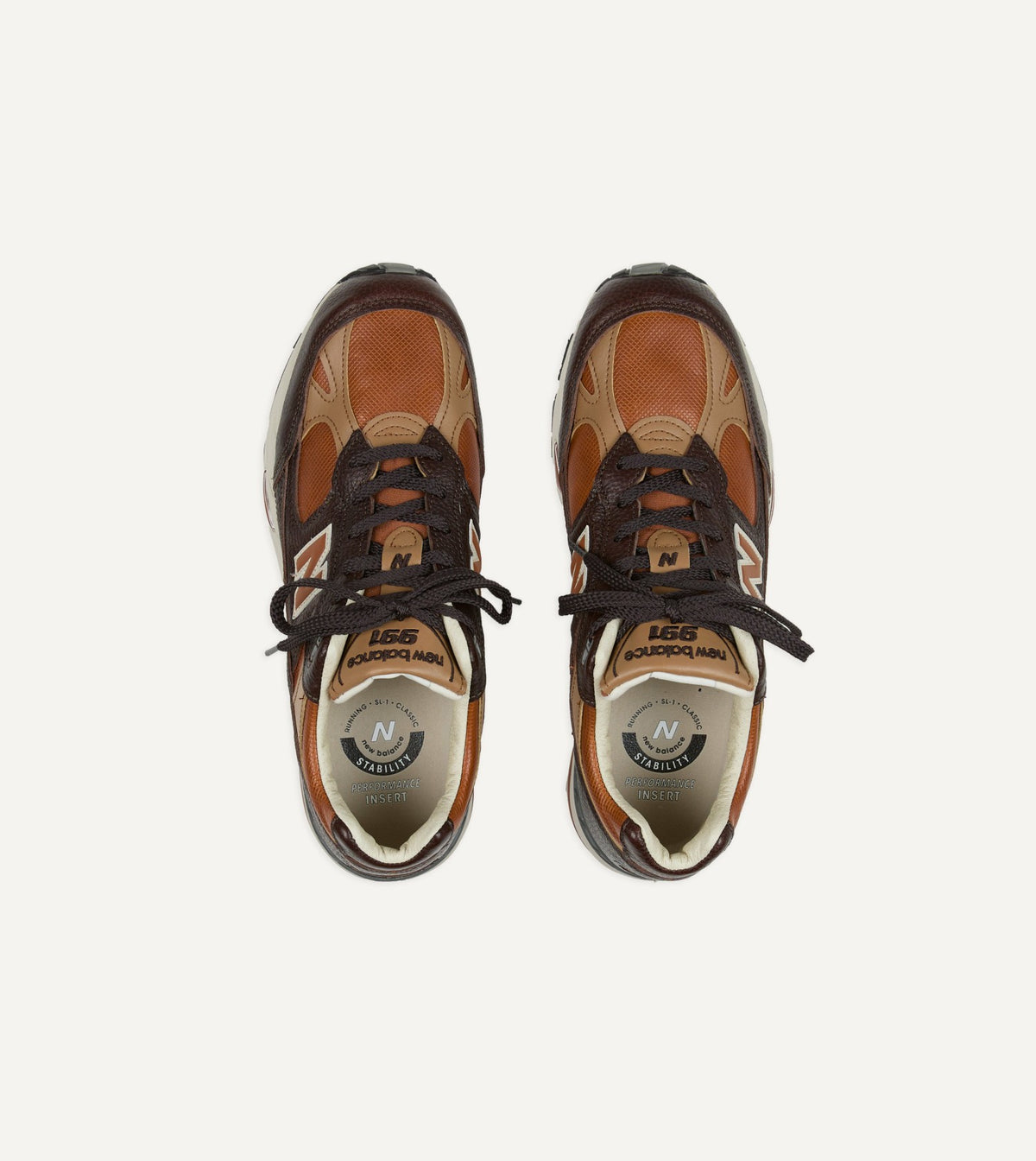 Drake's New Balance ‘Luxury Leather’ Chocolate Plum and Caramel Made in UK 991v1 Trainers