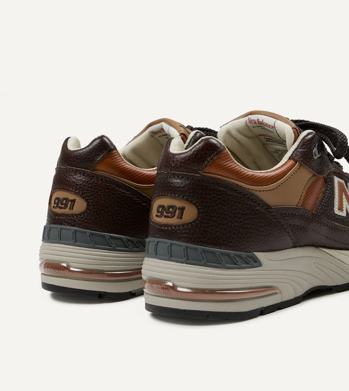 Drake's New Balance ‘Luxury Leather’ Chocolate Plum and Caramel Made in UK 991v1 Trainers