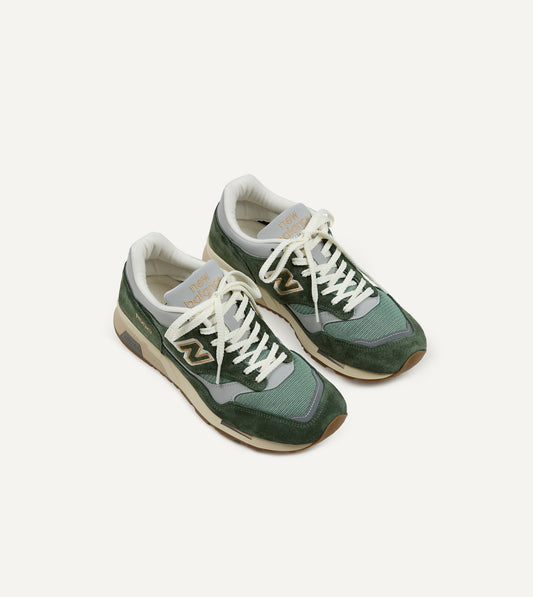 Drake's New Balance 'Vintage Sports' Kombu Green and Sea Spray Made in UK 1500v1 Trainers