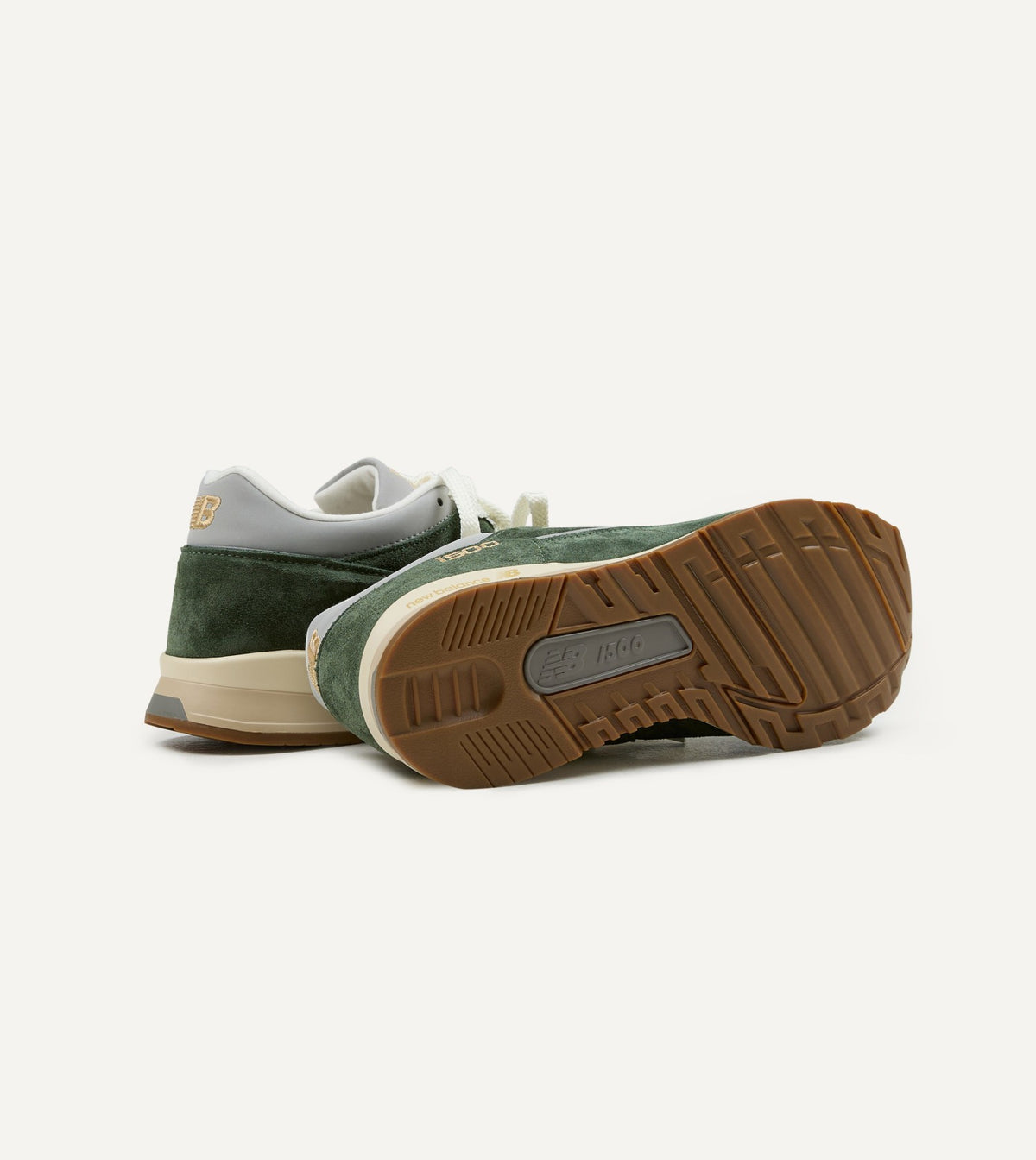 Drake's New Balance 'Vintage Sports' Kombu Green and Sea Spray Made in UK 1500v1 Trainers
