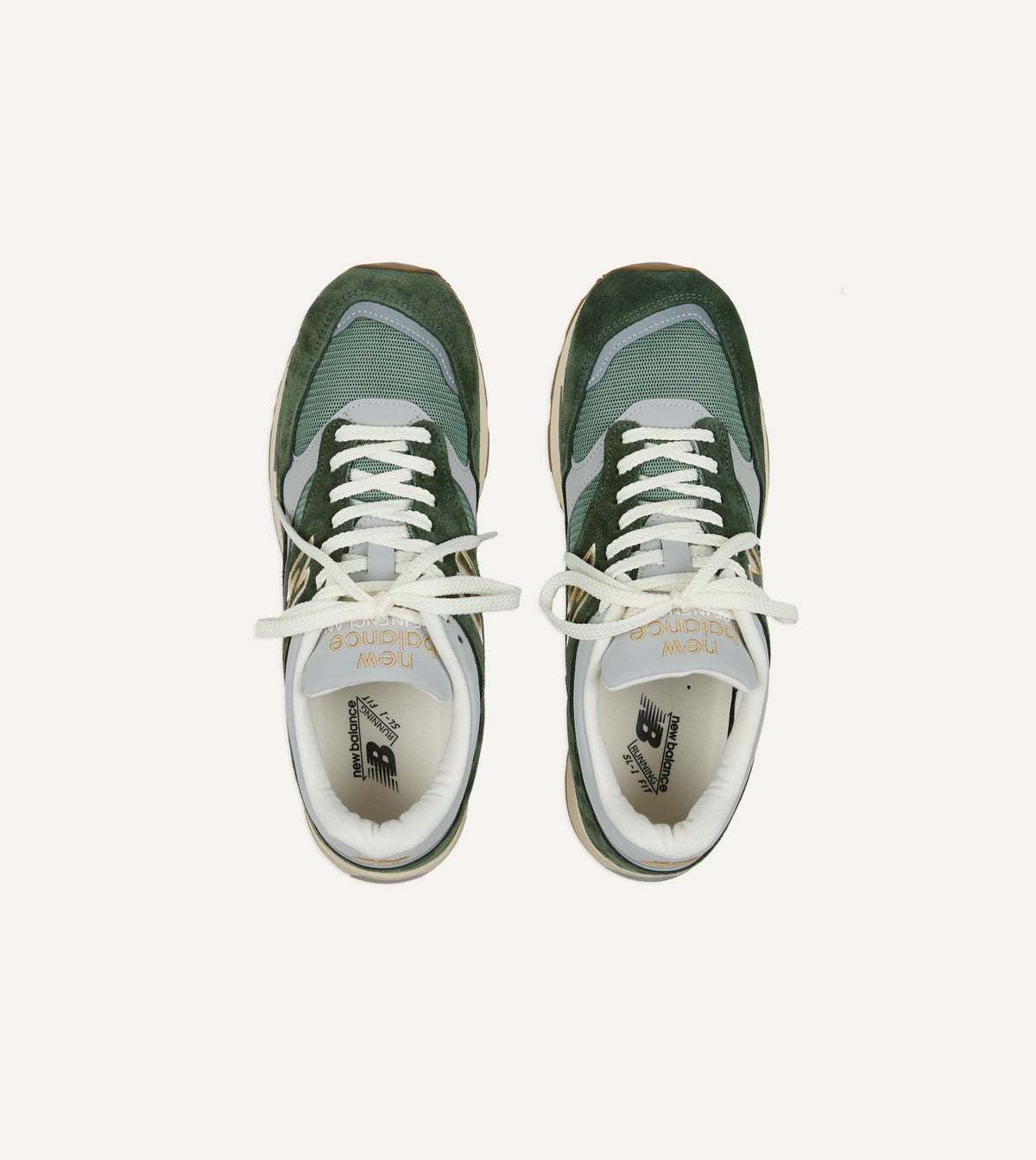 Drake's New Balance 'Vintage Sports' Kombu Green and Sea Spray Made in UK 1500v1 Trainers