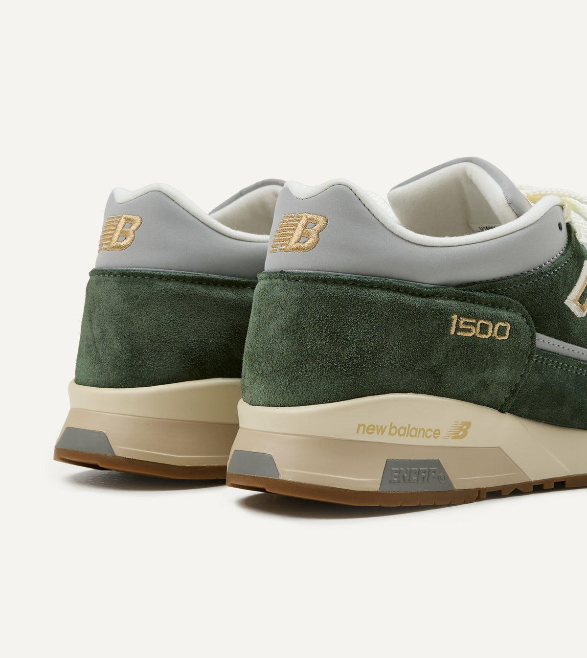 Drake's New Balance 'Vintage Sports' Kombu Green and Sea Spray Made in UK 1500v1 Trainers