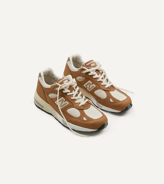 Drake's New Balance 'Luxe Nubuck' Chipmunk and Birch Made in UK 991v1 Trainers