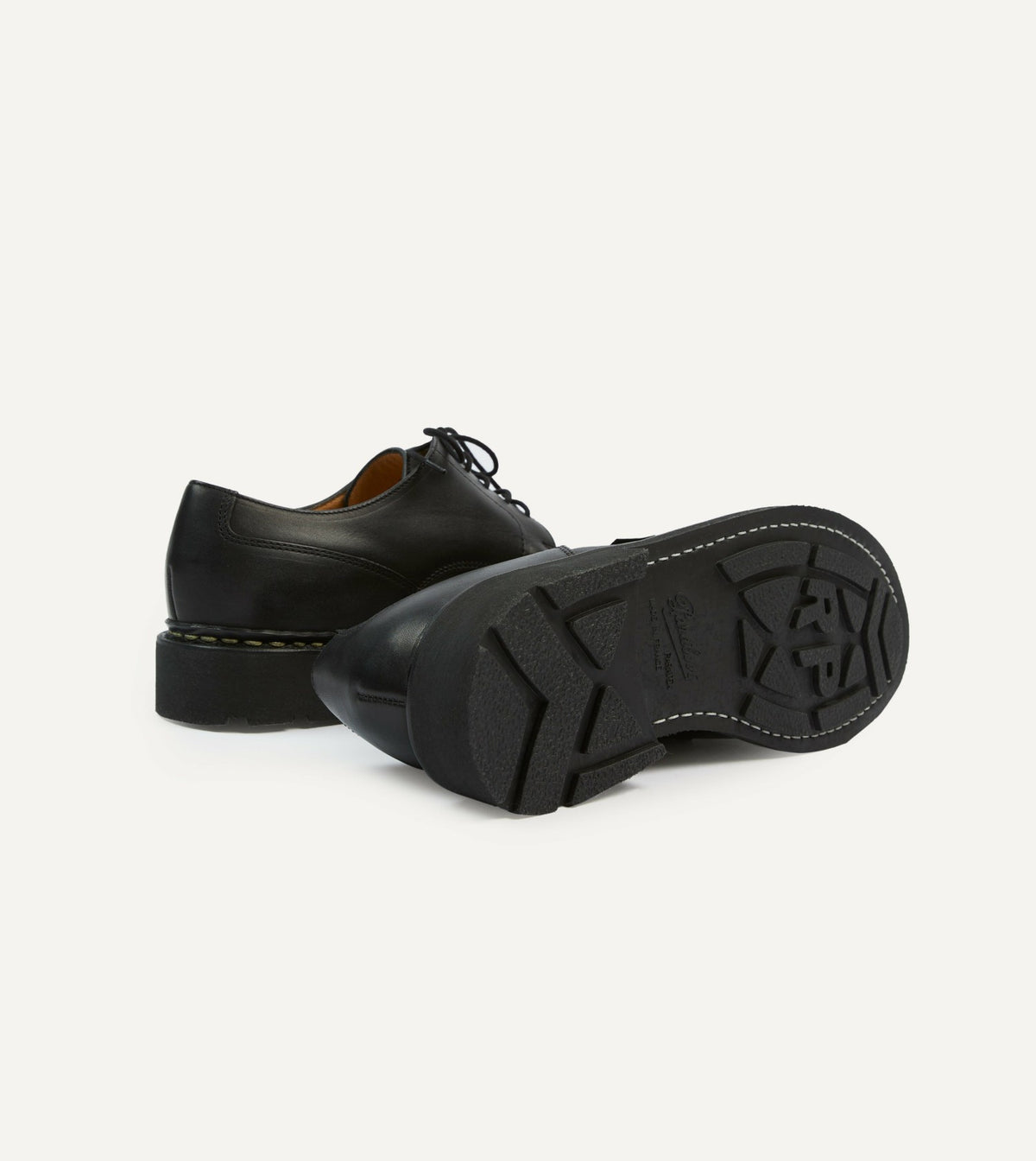 Drake's Paraboot Villandry Noir Calf Leather Derby Shoe