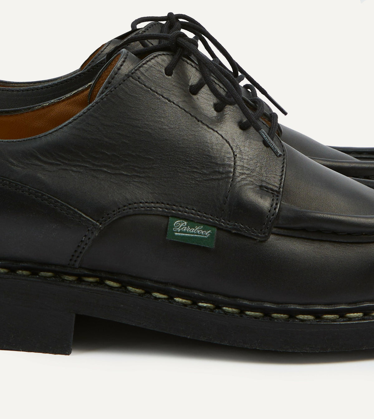 Drake's Paraboot Villandry Noir Calf Leather Derby Shoe