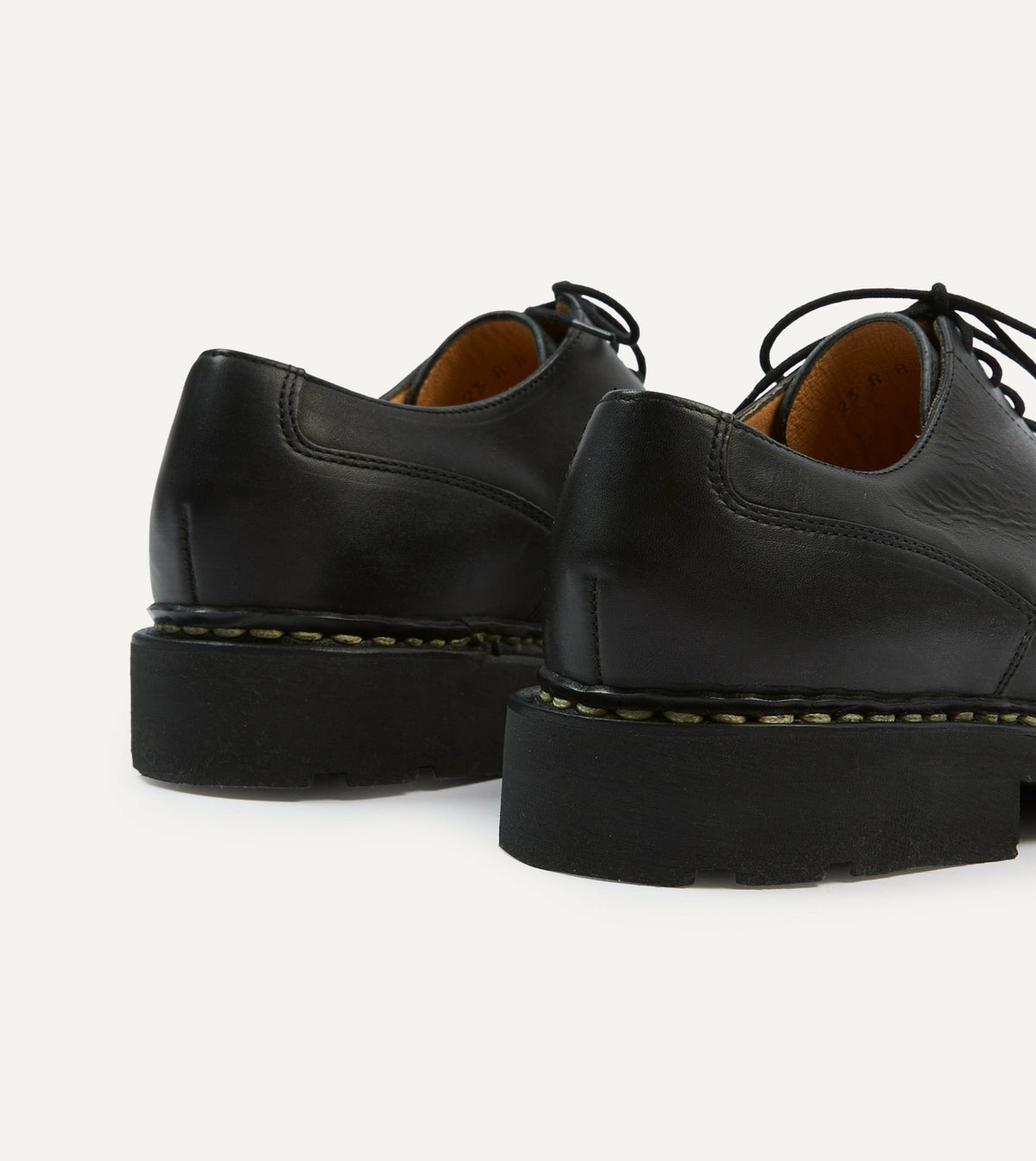 Drake's Paraboot Villandry Noir Calf Leather Derby Shoe