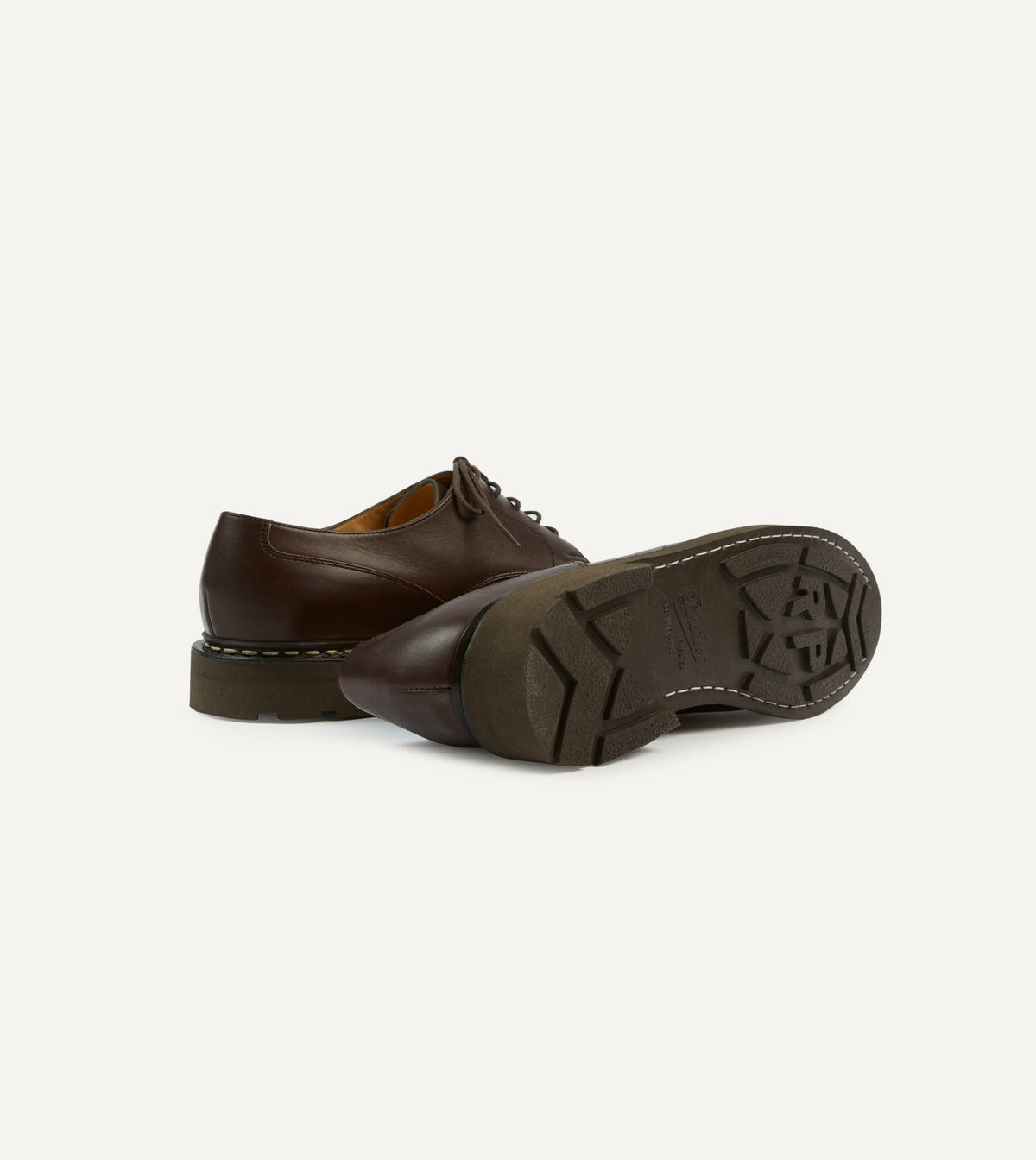 Drake's Paraboot Chambord Café Leather Derby Shoe