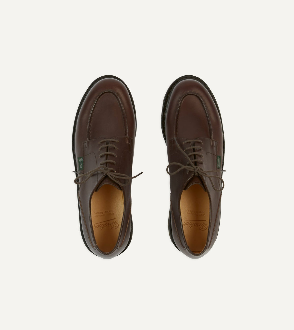 Drake's Paraboot Chambord Café Leather Derby Shoe