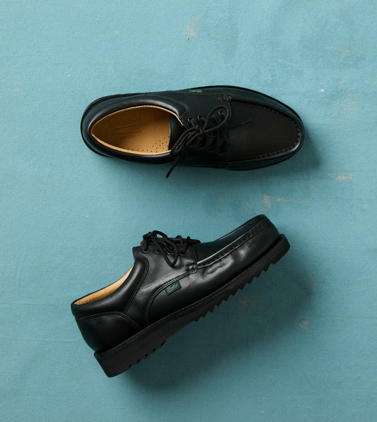 Drake's Paraboot Thiers Noir Black Leather Derby Shoe