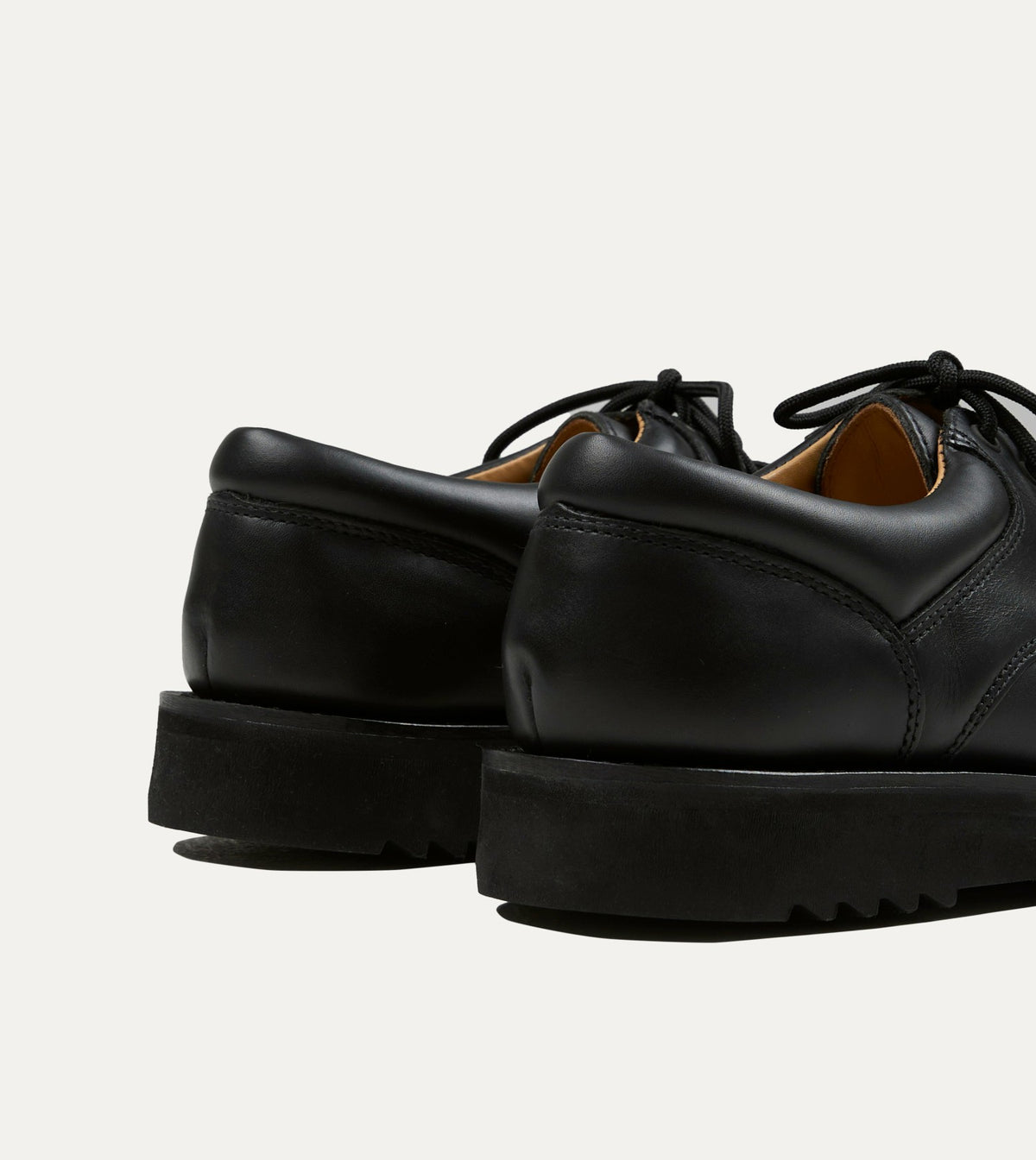 Drake's Paraboot Thiers Noir Black Leather Derby Shoe