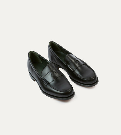 Drake's Black Calf Leather Charles Mk II Goodyear Welted Penny Loafer