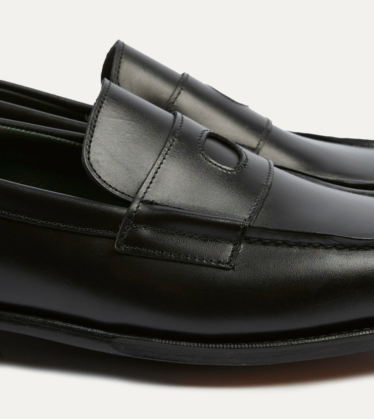 Drake's Black Calf Leather Charles Mk II Goodyear Welted Penny Loafer