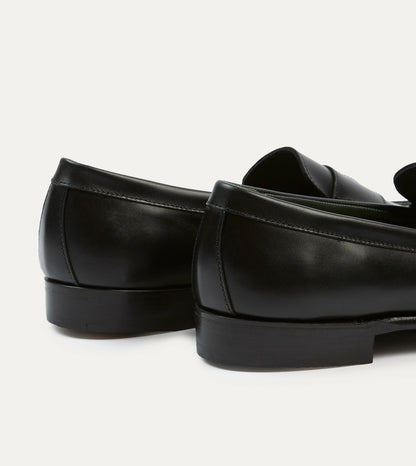 Drake's Black Calf Leather Charles Mk II Goodyear Welted Penny Loafer