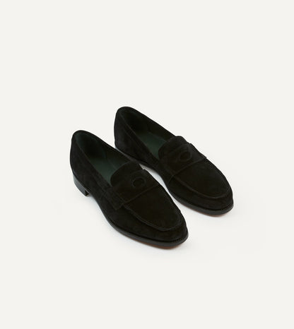 Drake's Black Suede Charles Mk II Goodyear Welted Penny Loafer