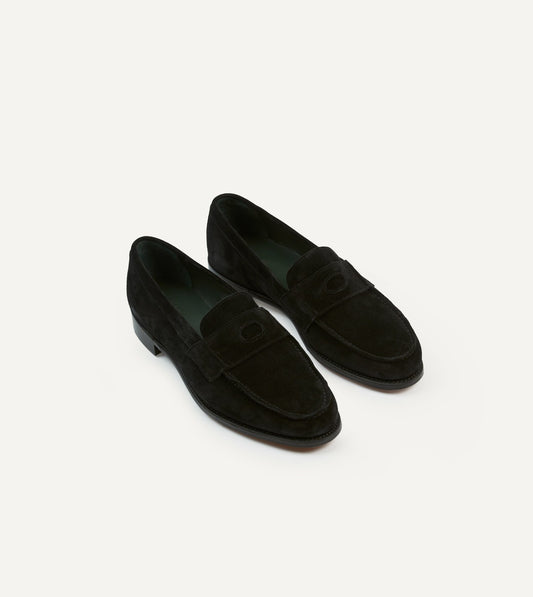 Drake's Black Suede Charles Mk II Goodyear Welted Penny Loafer