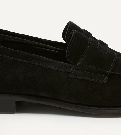 Drake's Black Suede Charles Mk II Goodyear Welted Penny Loafer