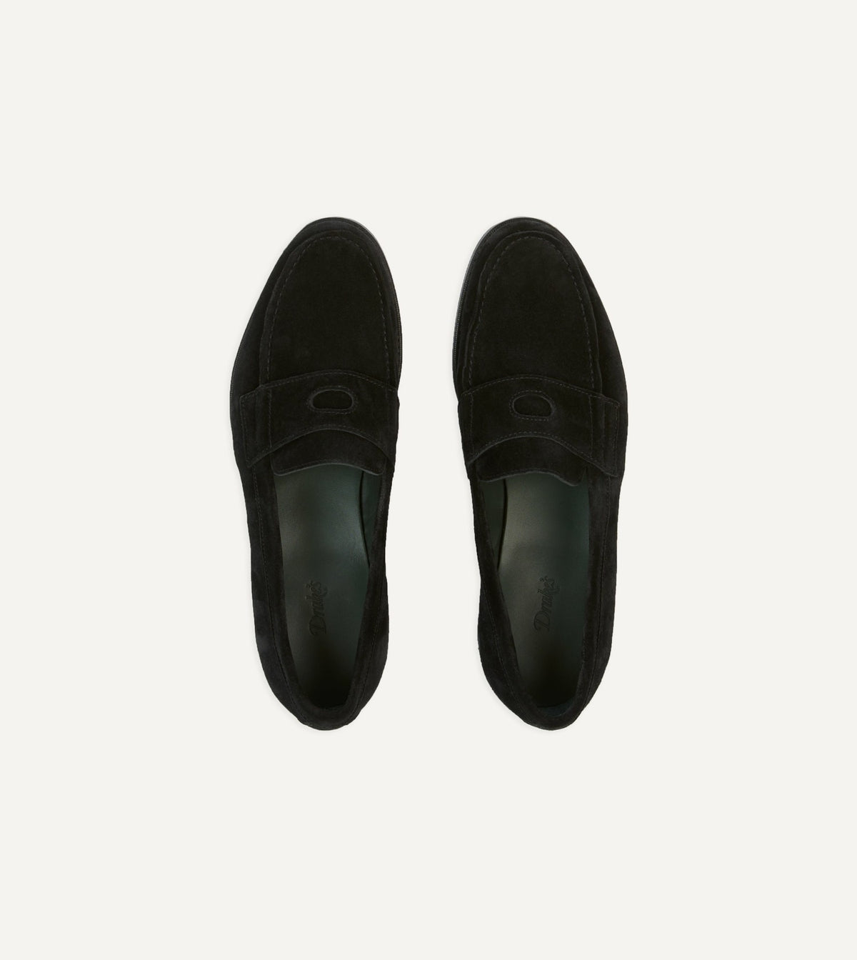 Drake's Black Suede Charles Mk II Goodyear Welted Penny Loafer