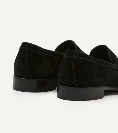Drake's Black Suede Charles Mk II Goodyear Welted Penny Loafer