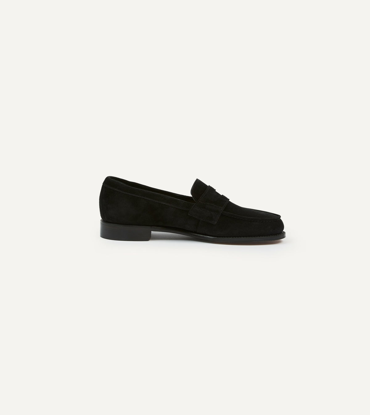 Drake's Black Suede Charles Mk II Goodyear Welted Penny Loafer