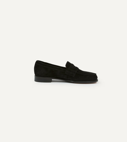 Drake's Black Suede Charles Mk II Goodyear Welted Penny Loafer