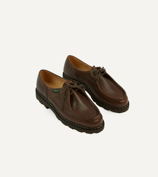 Drake's Paraboot Michael Brown Pebble Grain Leather Derby Shoe
