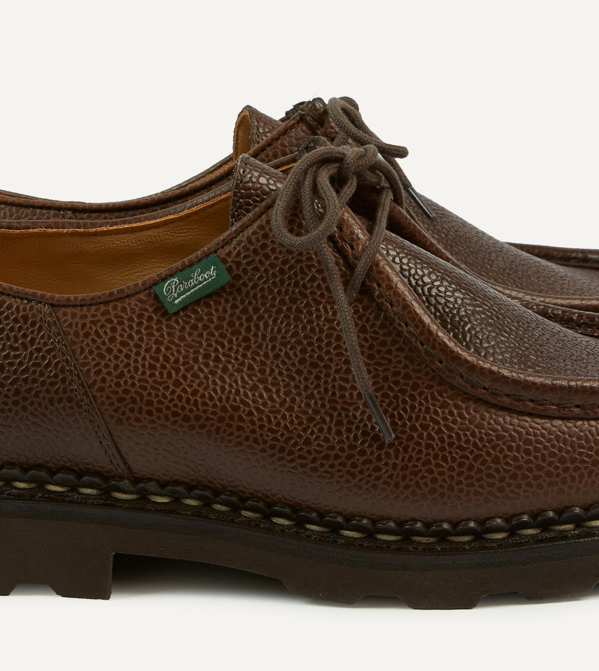Drake's Paraboot Michael Brown Pebble Grain Leather Derby Shoe