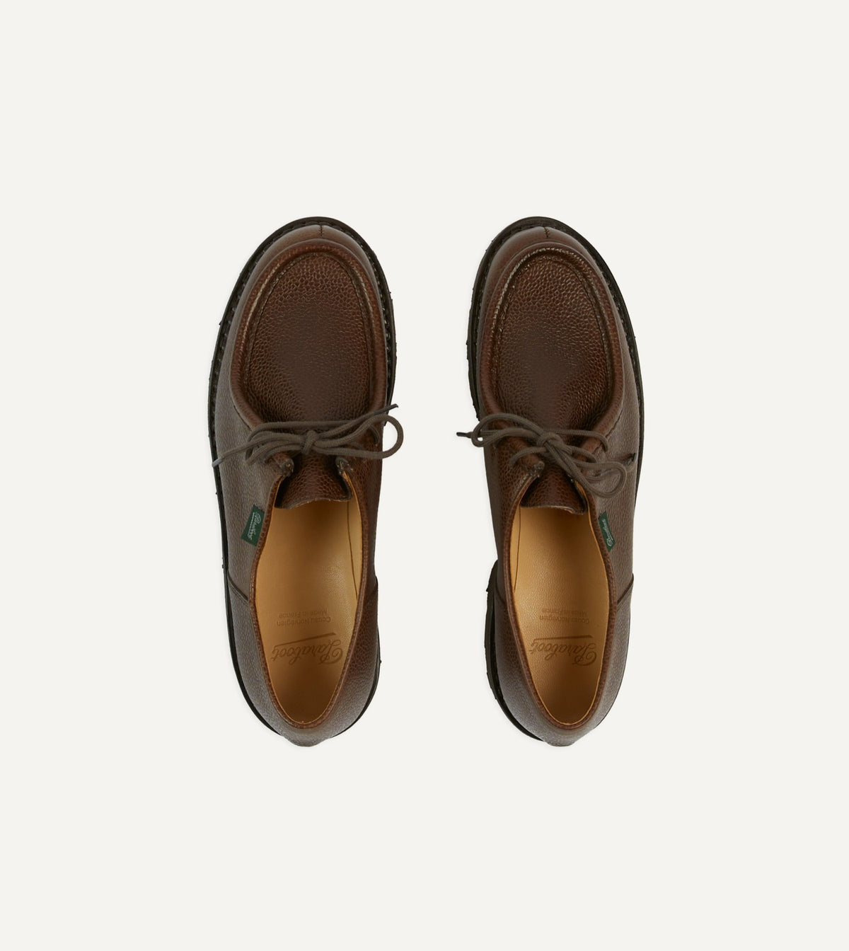 Drake's Paraboot Michael Brown Pebble Grain Leather Derby Shoe