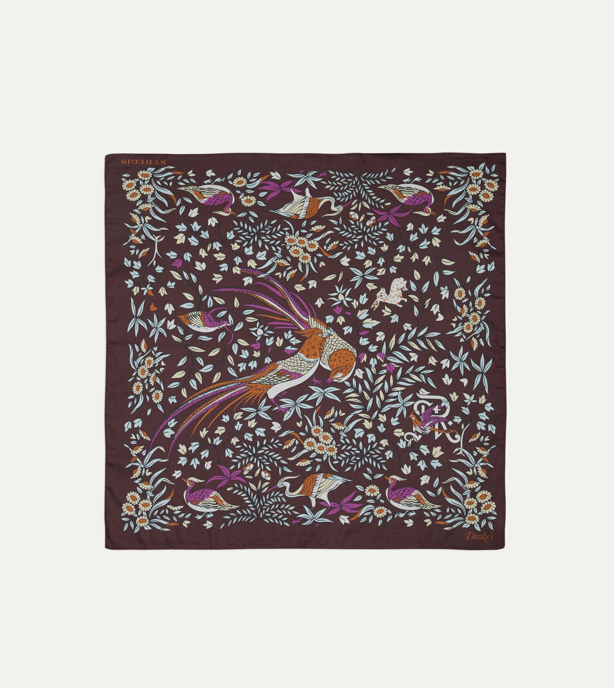 Drake's Drake’s for St. Regis Birds of Paradise Print Cotton-Silk Bandana