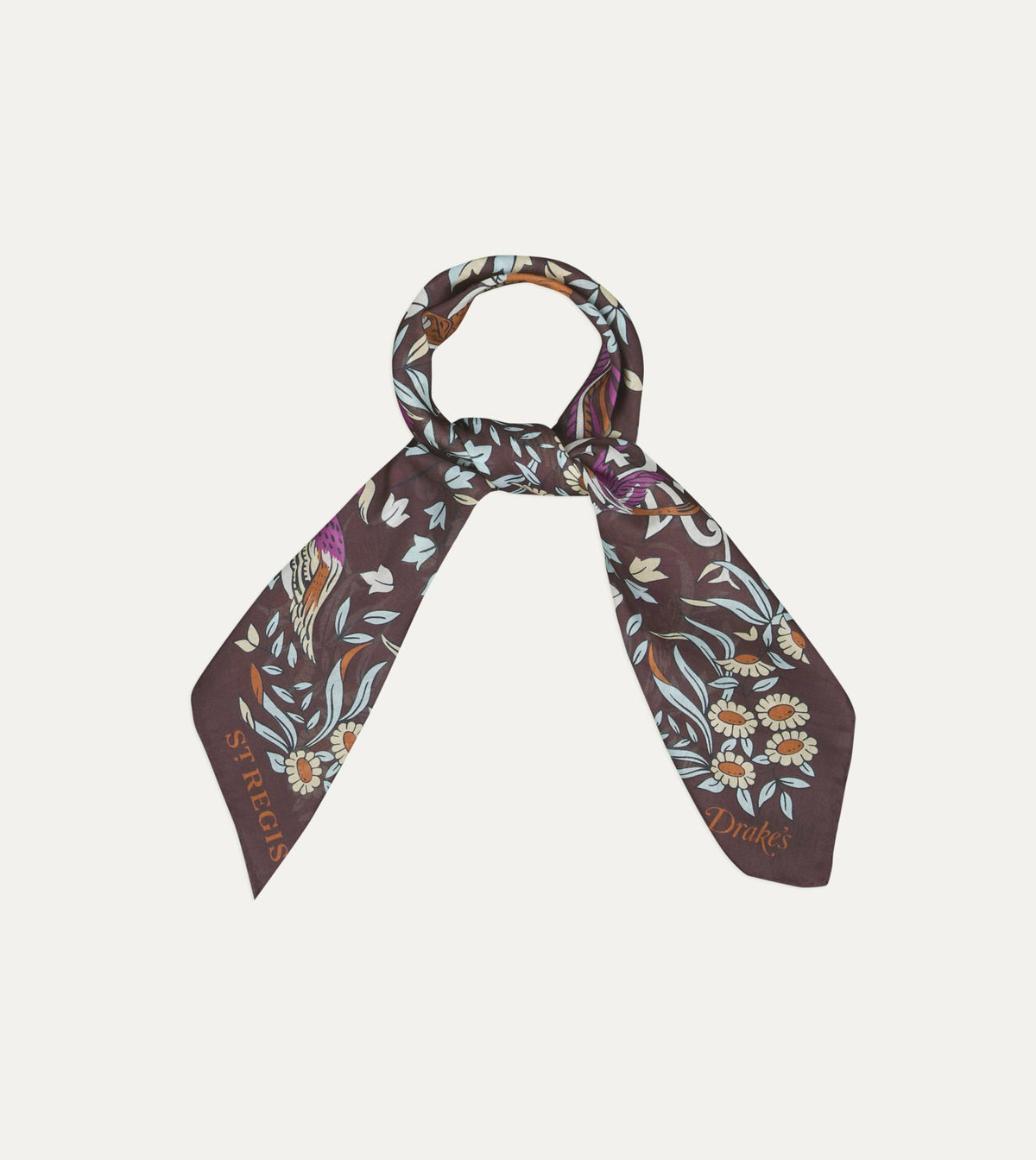 Drake's Drake’s for St. Regis Birds of Paradise Print Cotton-Silk Bandana