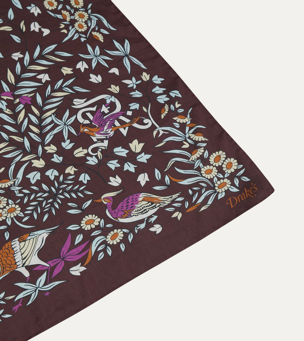 Drake's Drake’s for St. Regis Birds of Paradise Print Cotton-Silk Bandana