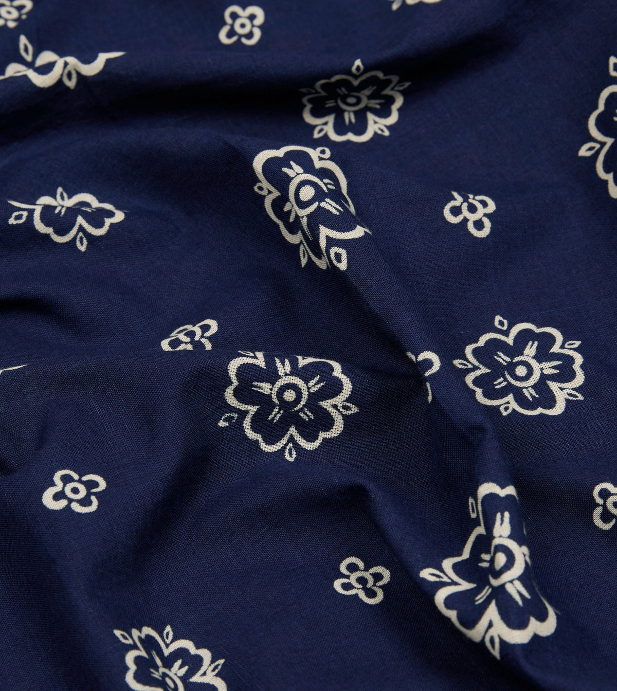 Drake's Indigo Flower Print Cotton Bandana