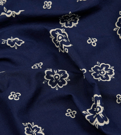 Drake's Indigo Flower Print Cotton Bandana