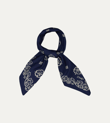 Drake's Indigo Flower Print Cotton Bandana