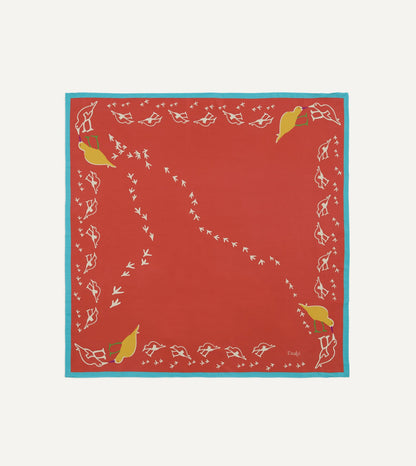Drake's Red Oyster Catcher Print Silk Bandana