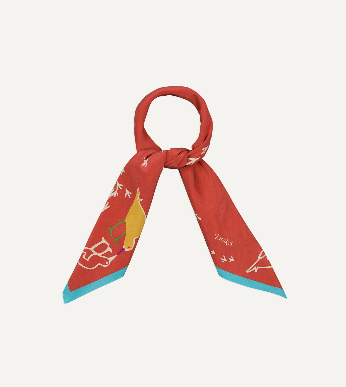 Drake's Red Oyster Catcher Print Silk Bandana